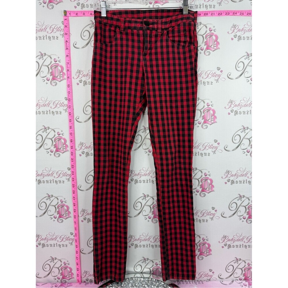 Pants gingham Red and Black Buffalo Plaid Skinny Pants